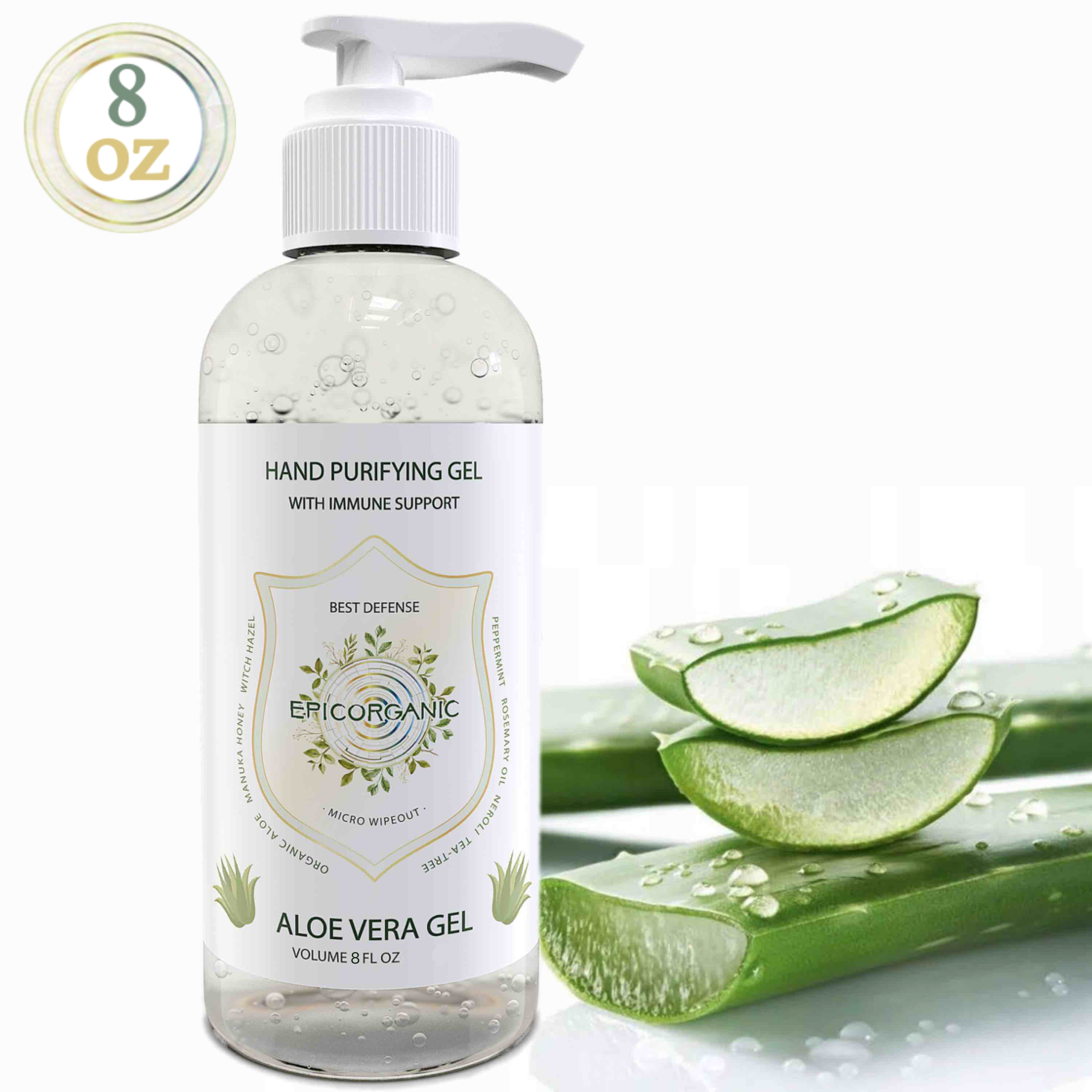 Aloe Vera Gel - Hand Purifying Gel with Immune Support (8 oz)