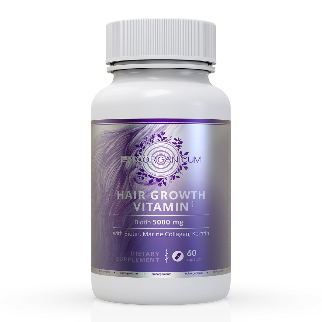 Hair Growth Vitamins with Biotin, Marine Collagen, Keratin. Supplement for Women & Men