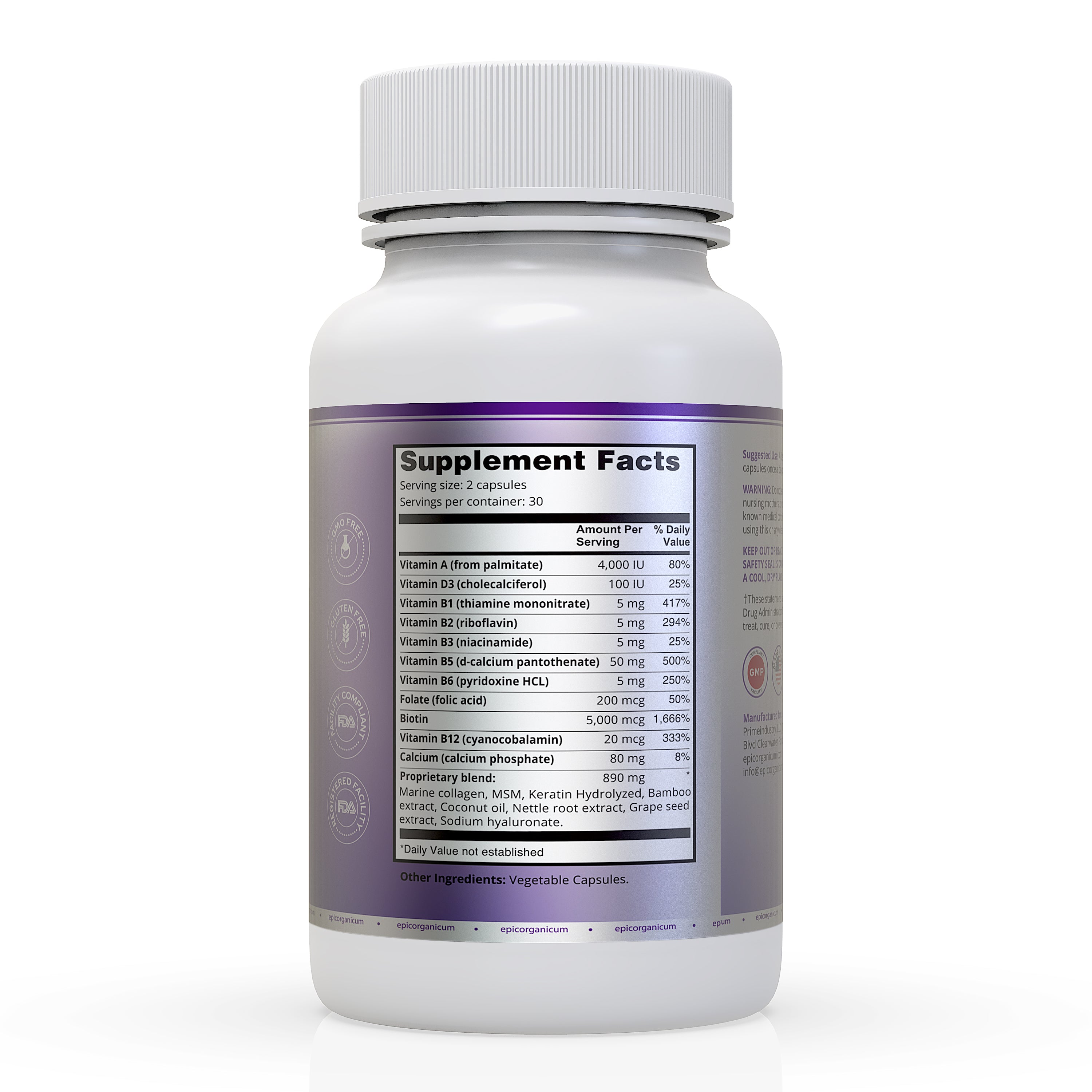 Hair Growth Vitamins with Biotin, Marine Collagen, Keratin. Supplement for Women & Men